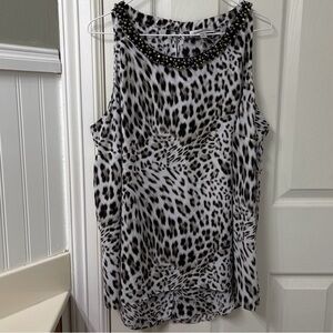 Jennifer Lopez Black and White Animal Print Tank Top